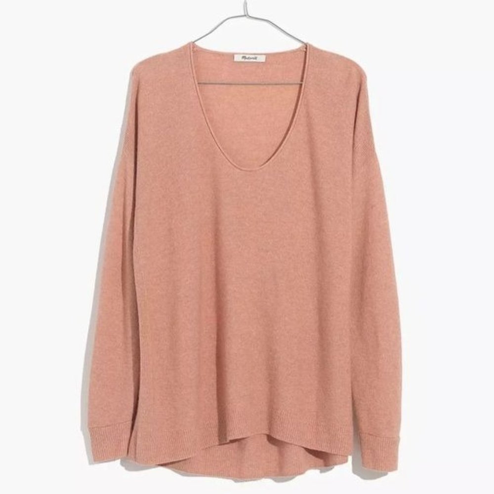 Madewell Size S Kimball Pullover Sweater  Scoop Neck Dusty Pink Wool Alpaca